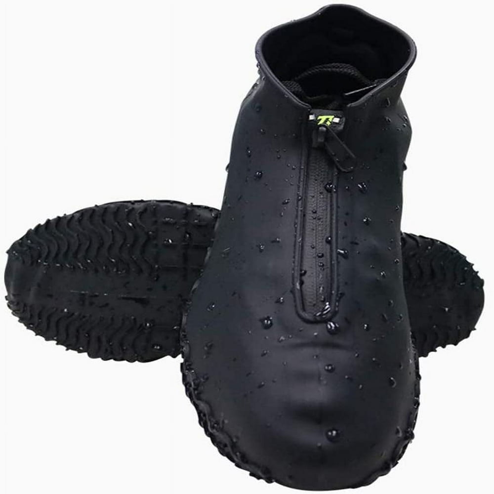 SUGARMOM Waterproof Shoe Covers Reusable Foldable Not-Slip Rain Shoe Covers with Zipper Shoe Protectors Overshoes Rain Galoshes for Men and Women Transparent L